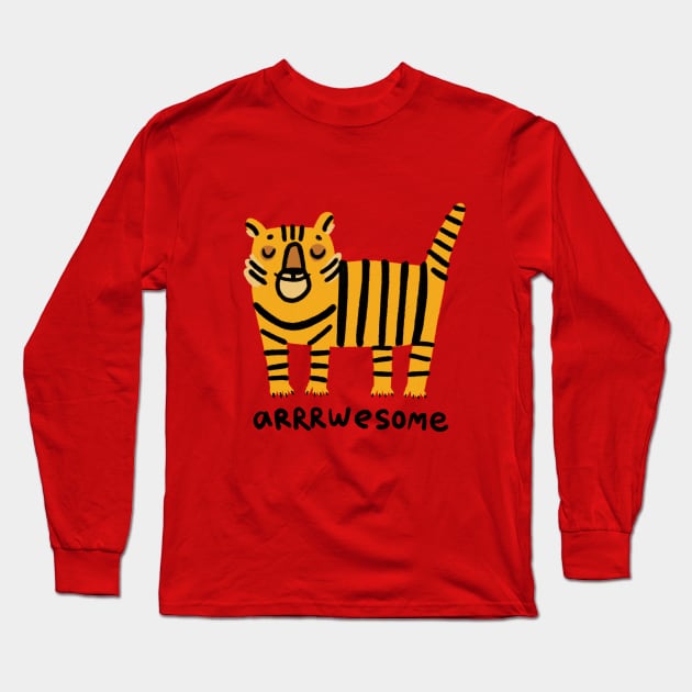 Awesome Tiger Long Sleeve T-Shirt by kattymur